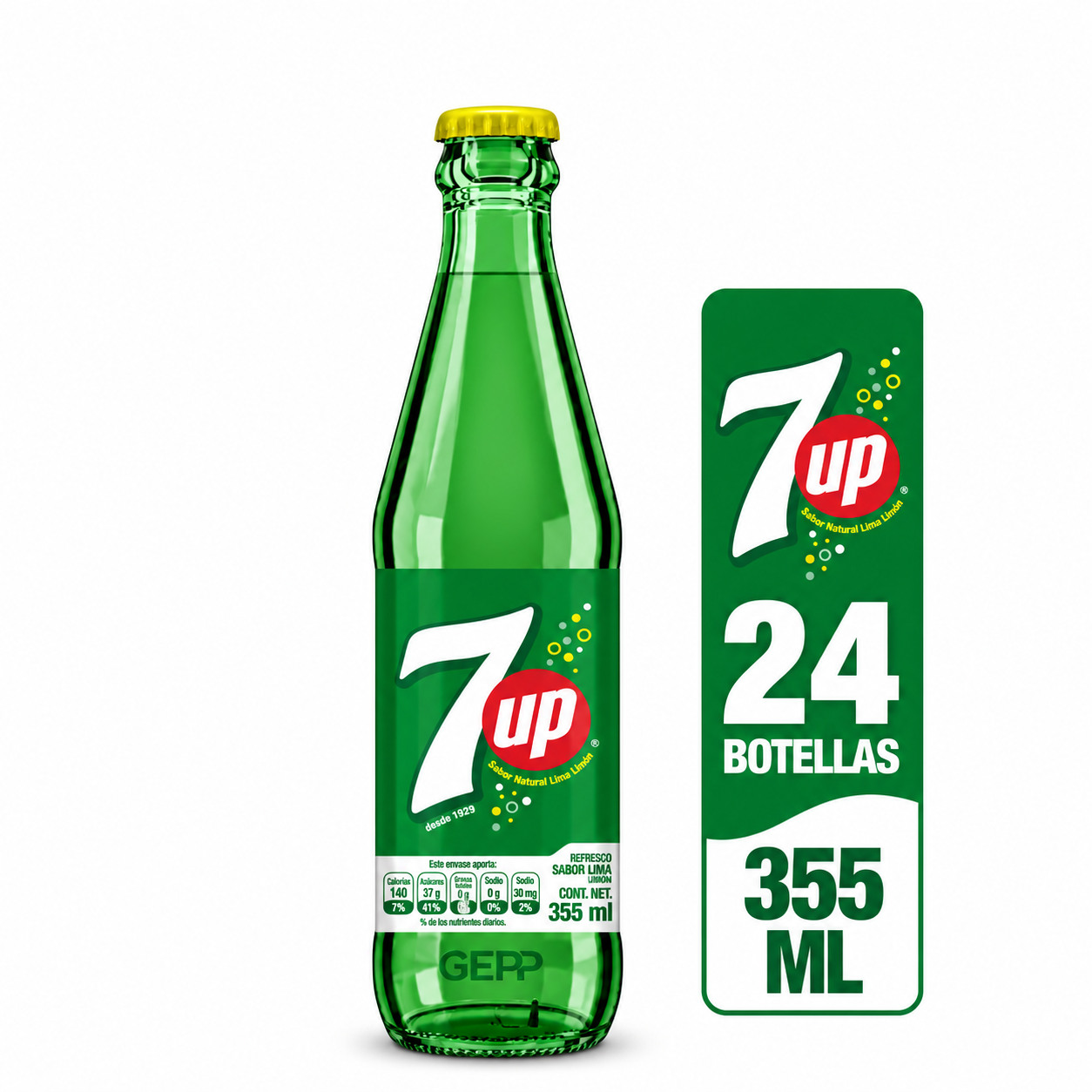 7UP LIMA-LIMON VIDRIO CON 24 - 355 ML 7UP